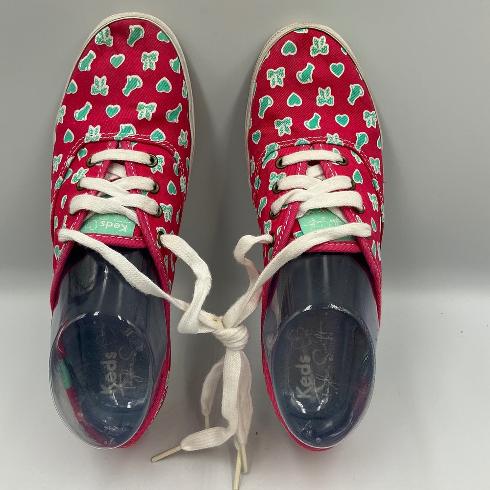Keds Women's Size 6M Red‎ Canvas Sneakers Hearts Bows Casual Shoes
